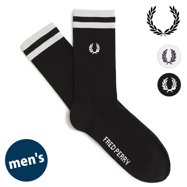フレッドペリー FRED PERRY ティップド スポーツソックス [C1150 FW26] TIPPED SPORTS SOCK 靴下 クルーソックス ラインソックス コットン おしゃれ