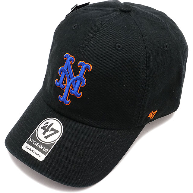 フォーティーセブン '47 キャップ クリーンナップ ノーループラベル ニューヨーク・メッツ [14751248] '47 CLEAN UP METS 帽子 MLB サイズ調整可能 BLACK