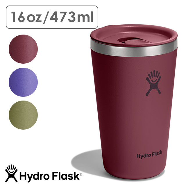 ハイドロフラスク Hydro Flask ドリンクウェア 16oz オールアラウンド タンブラー [8901170 FW26] DRINKWARE 16oz ALL AROUND TUMBLER 473ml 保温 保冷 ステンレス 在宅・オフィス バーガンディ グリーン パープル