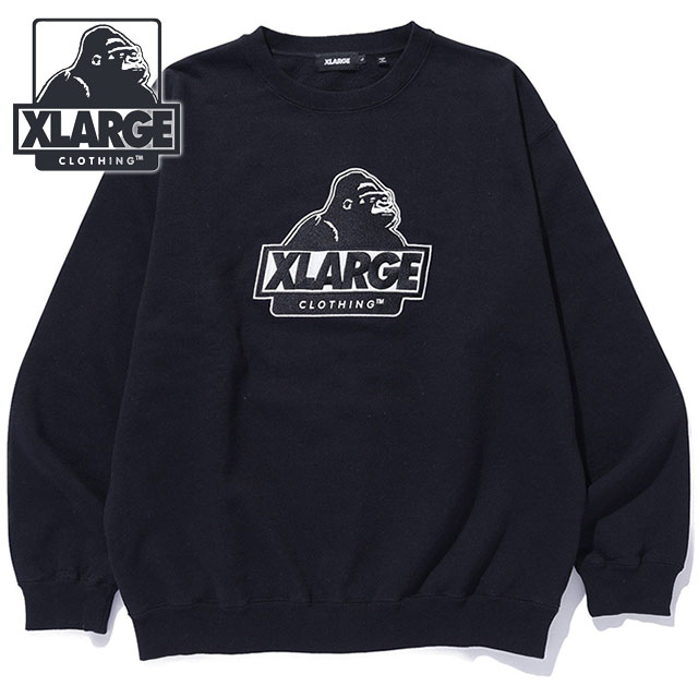 エクストララージ XLARGE メンズ スランテッドOG クルーネックスウェットシャツ [101263012001 FW26] SLANTED OG CREWNECK SWEATSHIRT トレーナー ロゴ プルオーバー ストリート ブラック BLACK