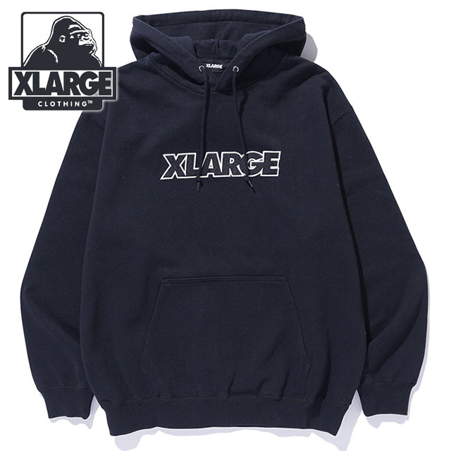 エクストララージ XLARGE メンズ スタンダードロゴ フーデッドスウェットシャツ [101263012003 FW26] STANDARD LOGO HOODED SWEATSHIRT フーディー ロゴ プルオーバー ストリート ブラック BLACK