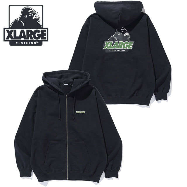 エクストララージ XLARGE メンズ オールドOG ジップ フーデッド スウェットシャツ [101263012004 FW26] OLD OG ZIP HOODED SWEATSHIRT ジップアップパーカー ロゴ フーディー ストリート ブラック BLACK