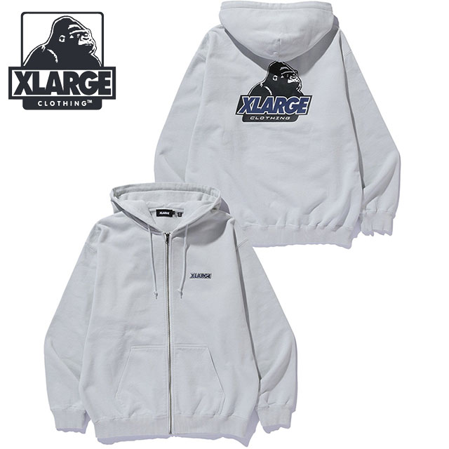 エクストララージ XLARGE メンズ オールドOG ジップ フーデッド スウェットシャツ [101263012004 FW26] OLD OG ZIP HOODED SWEATSHIRT ジップアップパーカー ロゴ フーディー ストリート グレー GREY