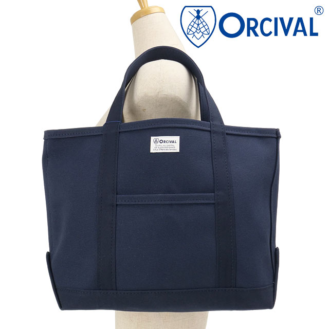オーシバル ORCIVAL トートバッグ ミディアム [#OR-H0284-KWC FW26] TOTE BAG MEDIUM レディース メンズ 4号帆布 コットン100% 高密度 レピア織 ハリコシ 丈夫 外ポケット MADE IN JAPAN 日本製 フレンチ デイリー エコバッグ ネイビー MARINE
