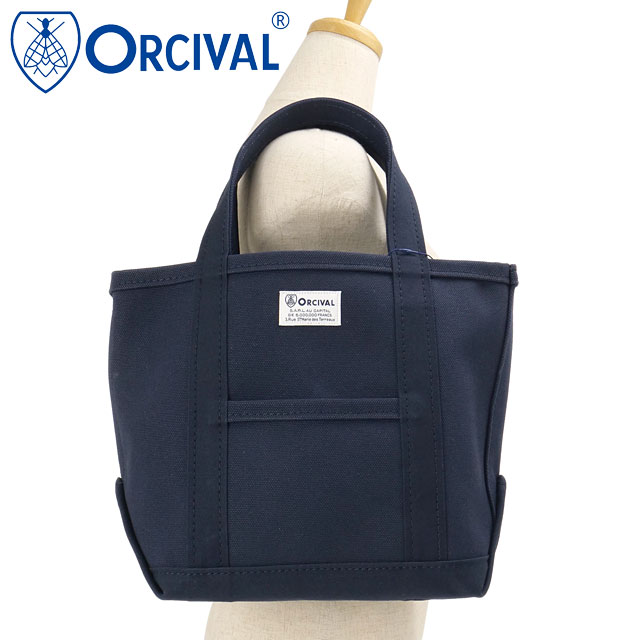 オーシバル ORCIVAL トートバッグ スモール [#OR-H0285-KWC FW26] TOTE BAG SMALL レディース メンズ 4号帆布 コットン100% 高密度 レピア織 ハリコシ 丈夫 外ポケット コンパクト MADE IN JAPAN 日本製 サブバッグ デイリー ネイビー MARINE