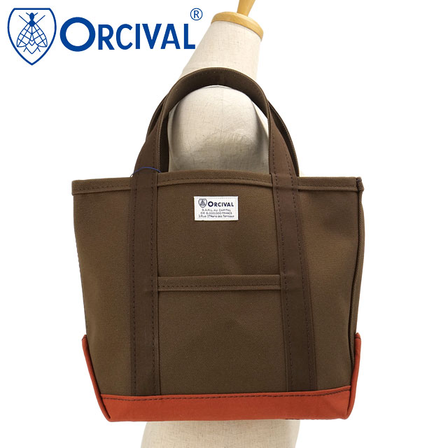 オーシバル ORCIVAL トートバッグ スモール [#OR-H0285-KWC FW26] TOTE BAG SMALL レディース メンズ 4号帆布 コットン100% 高密度 ハリコシ 丈夫 外ポケット コンパクト MADE IN JAPAN 日本製 サブバッグ デイリー ブラウン CHOCOLATE/BRICK