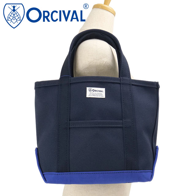 オーシバル ORCIVAL トートバッグ スモール [#OR-H0285-KWC FW26] TOTE BAG SMALL レディース メンズ 4号帆布 コットン100% 高密度 ハリコシ 丈夫 外ポケット コンパクト MADE IN JAPAN 日本製 サブバッグ デイリー ネイビー MARINE/SMALT-BLUE