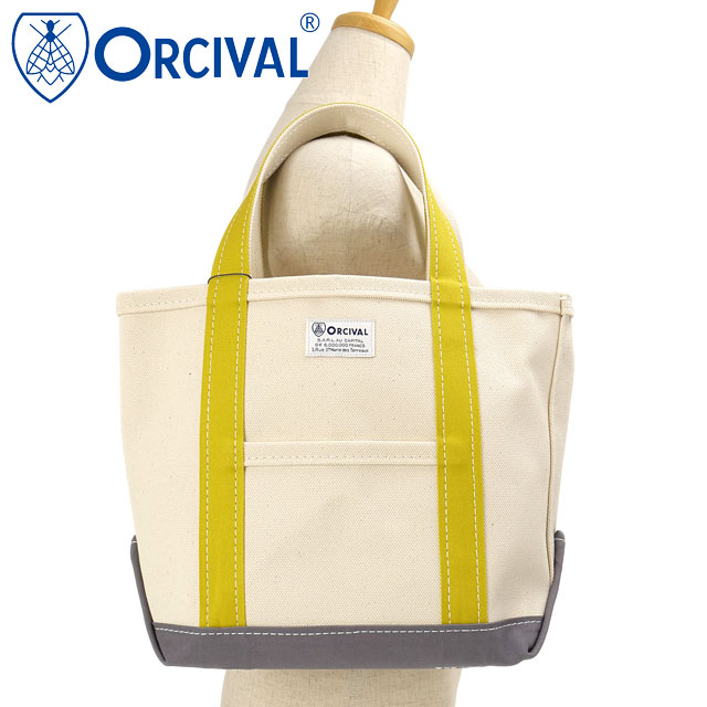 オーシバル ORCIVAL トートバッグ スモール [#OR-H0285-KWC FW26] TOTE BAG SMALL レディース メンズ 4号帆布 コットン100% 高密度 ハリコシ 丈夫 外ポケット コンパクト MADE IN JAPAN 日本製 サブバッグ ECRU/PALE-HIWA-GREEN/LEAD