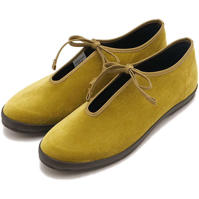 ムーンスター ファインバルカナイズド MOONSTAR FINE VULCANIZED バレエシューズ レディース ライトプリム W [54323488 FW26] LITE PRIM W ウィメンズスリッポン リボンシューズ ベルベット 日本製 イエロー MUSTARD