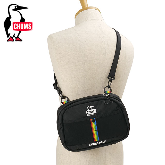 チャムス CHUMS スプリングデールショルダーバッグ [CH60-4101 FW26] 2L Spring Dale Shoulder Bag ユニセックスワンショルダー 斜めかけ 黒 Black/Rainbow