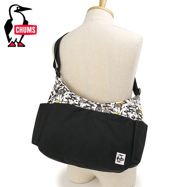 チャムス CHUMS プレッピーショルダーバッグスウェットナイロン [CH60-4008 FW26] 10L Preppy Shoulder Bag Sweat Nylon ユニセックスワンショルダー 斜めかけ 通学 黒 Booby-Mania