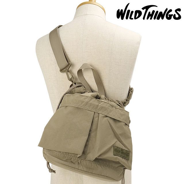 ワイルドシングス WILD THINGS ショルダーバッグ スクイーズ ショルダー [W7020 FW26] 10L SQUEEZE SHOULDER ユニセックス巾着バッグ ワンショルダー ミリタリー ベージュ D.Beige