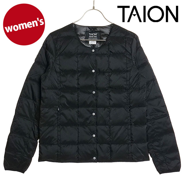 タイオン TAION クルーネックボタンダウンジャケット [TAION-W104 FW24] W CREW NECK BUTTON DOWN JKT レディース インナーダウン ベーシック BLACK