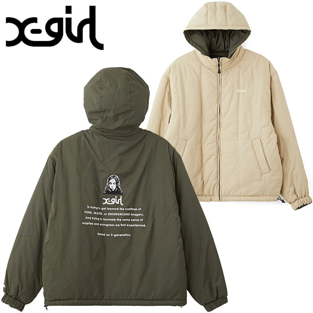 【希少】unfudge +AAコラボジャケット+Volcomパンツ レディースM エックスガール X-girl レディース リバーシブルジャケット