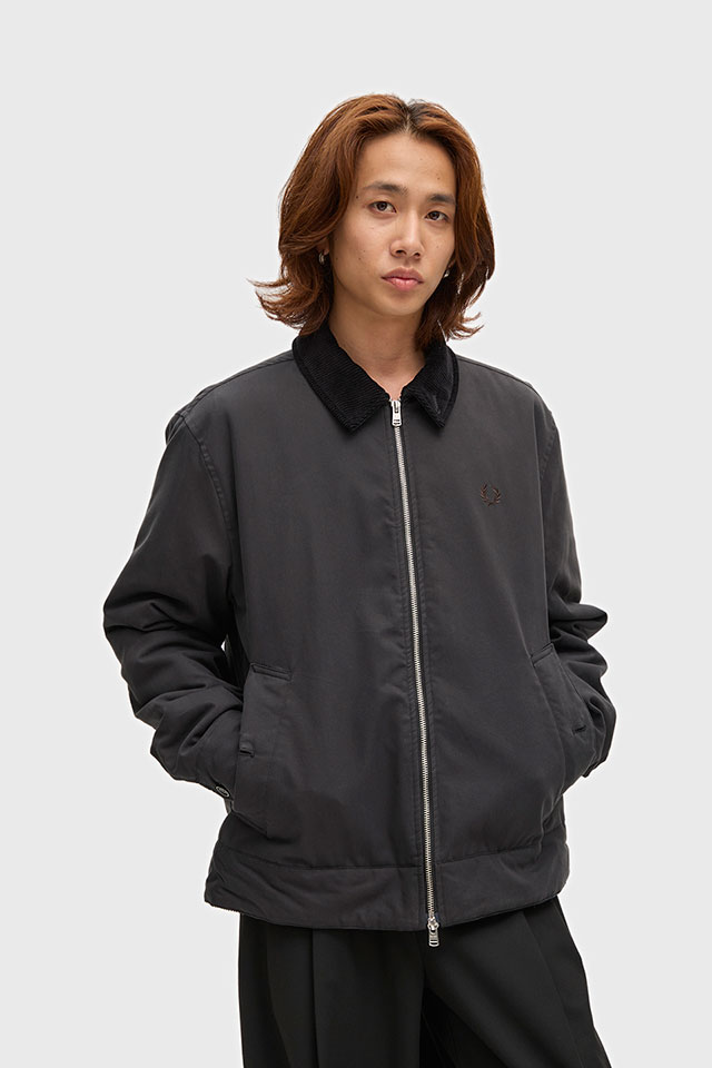 フレッドペリー FRED PERRY メンズ コットン カバンジャケット [J8535-220 FW26] COTTON CABAN JACKET ブルゾン コットンジャケット キルティング 中綿ジャケット 秋冬 防寒 黒 BLACK