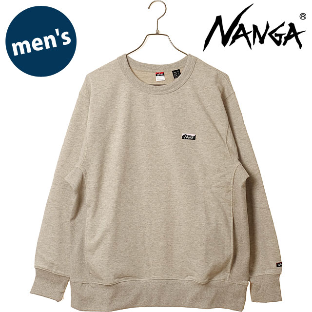 ナンガ NANGA メンズ エコハイブリッド ミニボックスロゴ 刺繍 スウェットシャツ [NW2441-1F013 FW26] ECO HYBRID MINI BOX LOGO EMBROIDERY SWEATSHIRT トレーナー クルーネック リサイクルコットン オートミール OML