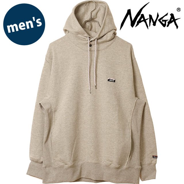 ナンガ NANGA メンズ エコハイブリッド ミニボックスロゴ 刺繍 スウェットフーディー [NW2441-1F014 FW26] ECO HYBRID MINI BOX LOGO EMBROIDERY SWEAT HOODIE パーカー プルオーバー リサイクルコットン オートミール OML
