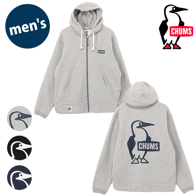 チャムス CHUMS メンズ ブービーロゴジップパーカー [CH00-1522 FW26] Booby Logo Zip Parka 長袖 フルジップパーカー 羽織り USAコットン アウトドア