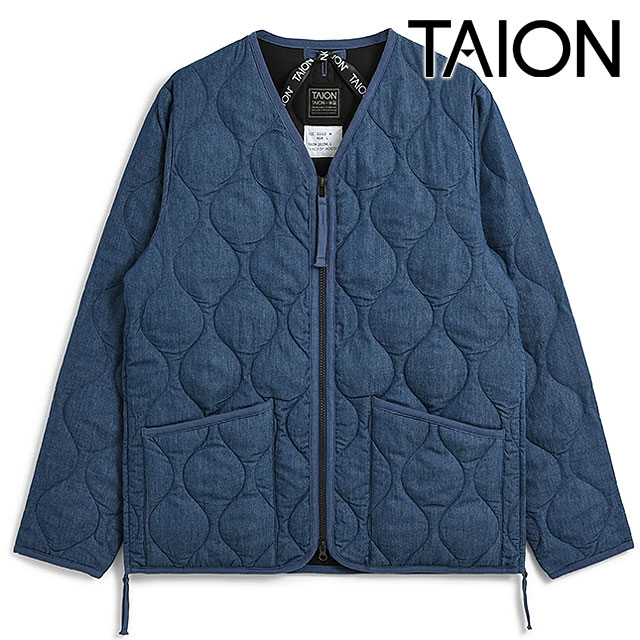 タイオン TAION ミリタリー ダブルジップVネックダウンジャケット [TAION-101ZML-1 FW26] MILITARY W-ZIP V NECK DOWN JKT インナーダウン 前開き ネイビー INDIGO-DENIM