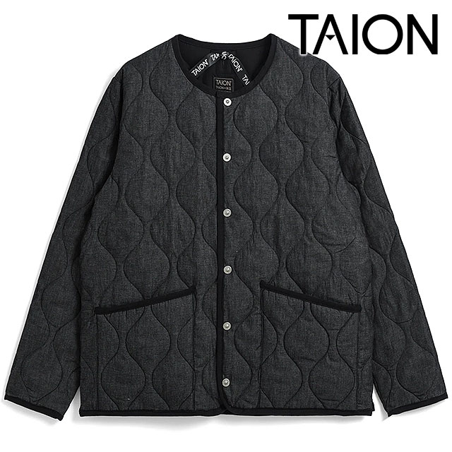 タイオン TAION ミリタリー クルーネックダウンジャケット [TAION-104B2ML-1 FW26] MILITARY CREW NECK DOWN JKT インナーダウン 前開き 黒 BLACK-DENIM
