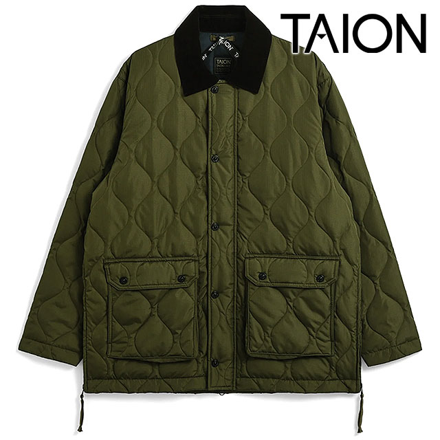 タイオン TAION ミリタリーバルカラーダウンジャケット [TAION-109BZML-1 FW26] MILITARY BAL COLLAR DOWN JKT 折襟付き 前開き カーキグリーン D.OLIVE