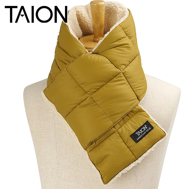 タイオン TAION マウンテン リバーシブル ダウン×ボアスカーフ [TAION-R201MT FW26] MOUNTAIN REVERSIBLE DOWN×BOA SCARF ダウンマフラー ネックウォーマー 防寒 ベージュ COYOTE/CREAM