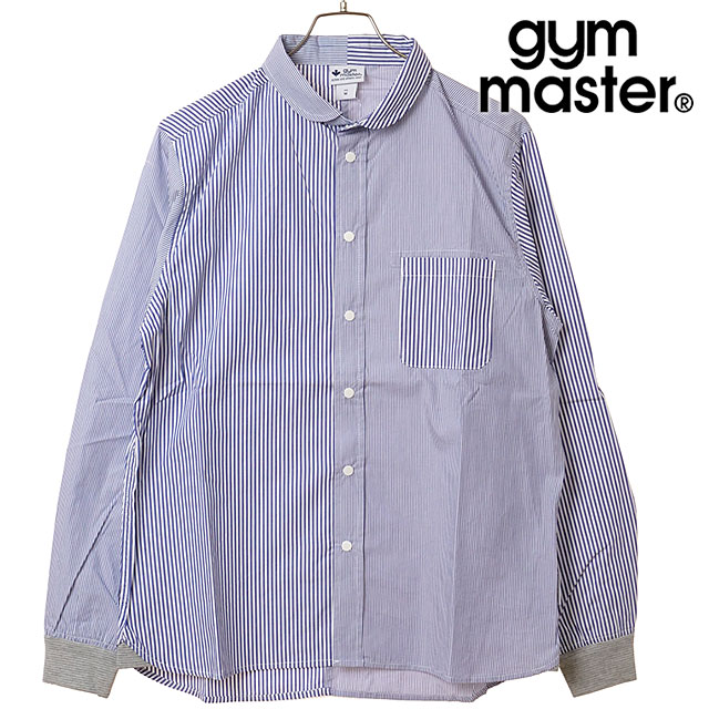 ジムマスター GYM MASTER 2WAYショールカラーL/Sシャツ [G233732-55 FW26] ストライプシャツ 長袖シャツ 綿100% 秋冬新作 ブルーストライプ