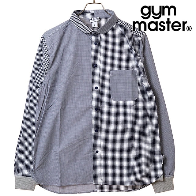 ジムマスター GYM MASTER 2WAYショールカラーL/Sシャツ [G233732-59 FW26] チェックシャツ 長袖シャツ 綿100% 秋冬新作 ネイビーギンガム