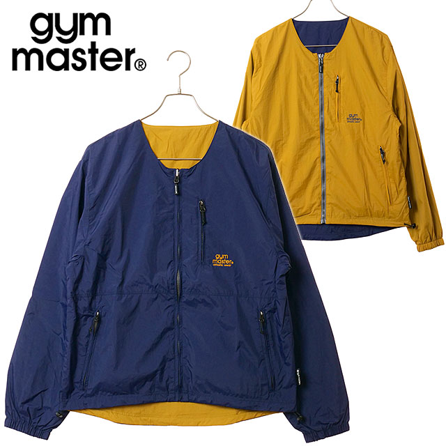 ジムマスター GYM MASTER リバーシブルナイロン ノーカラーJKT [G918634-59 FW26] ナイロンジャケット 防風 秋冬新作 ネイビー/イエロー