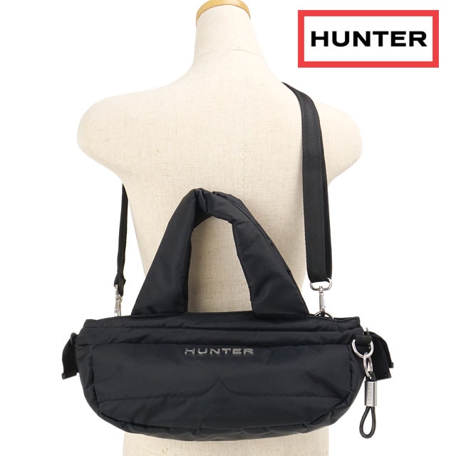 ハンター HUNTER プレミアムナイロン ルーシュミニホーボー [UBS7146NYL-BLK FW26] PREMIUM NYLON ROUCHED MINI HOBO ユニセックスショルダーポーチ 巾着バッグ 黒 BLACK