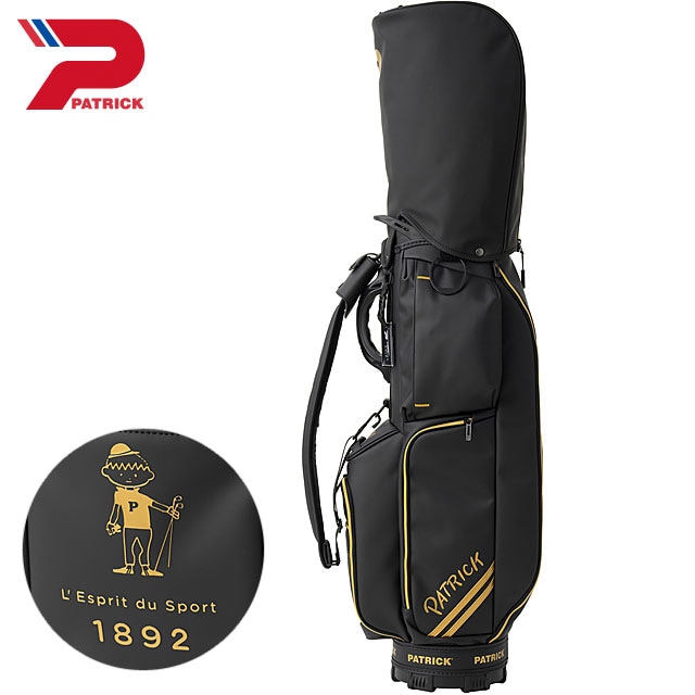 パトリック PATRICK GOLF ゴルフ 8.5型 キャディバッグ P LX [264-621 FW26] CADDIE BAG P LX キャディーバッグ 軽量 3.4kg ポリエステル PU 男女兼用 おしゃれ ブラック BLK【ラッピング不可】