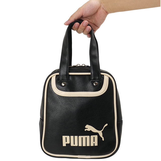 プーマ PUMA ボウラーバッグ [J20510 FW26] BOWLER BAG レディース VINTAGEシリーズ ミニバッグ ハンドバッグ 合成皮革 通勤 通学 旅行 カジュアル 秋冬 黒 ブラック