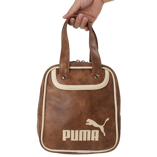 プーマ PUMA ボウラーバッグ [J20510 FW26] BOWLER BAG レディース VINTAGEシリーズ ミニバッグ ハンドバッグ 合成皮革 通勤 通学 旅行 カジュアル 秋冬 ブラウン