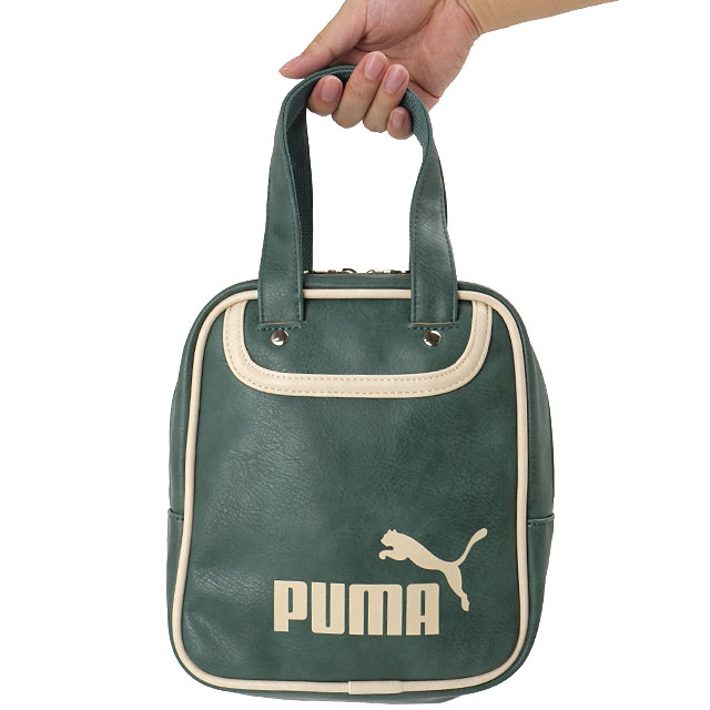 プーマ PUMA ボウラーバッグ [J20510 FW26] BOWLER BAG レディース VINTAGEシリーズ ミニバッグ ハンドバッグ 合成皮革 通勤 通学 旅行 カジュアル 秋冬 グリーン