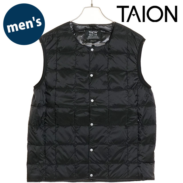 タイオン TAION クルーネックボタンダウンベスト [TAION-004 FW24] M CREW NECK BUTTON DOWN VEST メンズ インナーダウン ベーシック BLACK