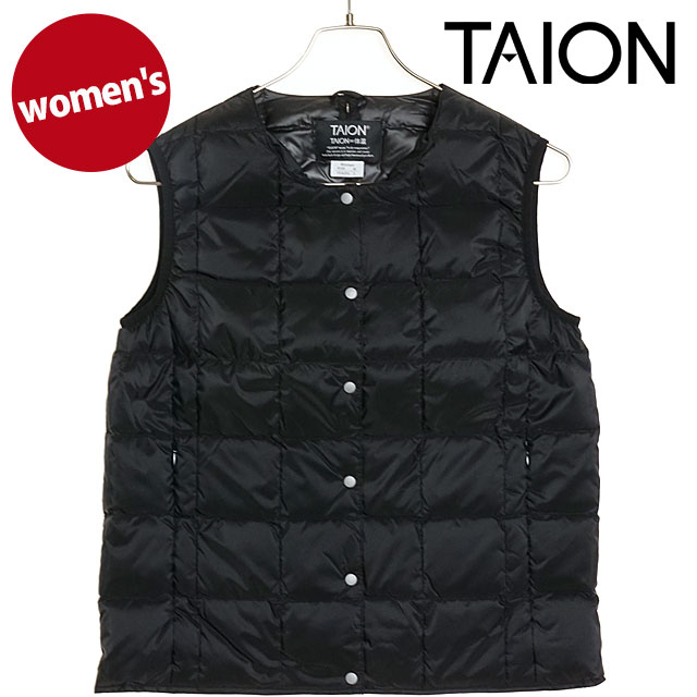 タイオン TAION クルーネックボタンダウンベスト [TAION-W004 FW24] W CREW NECK BUTTON DOWN VEST レディース インナーダウン ベーシック BLACK
