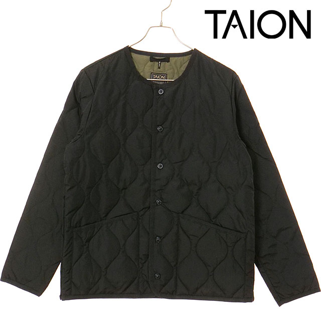 タイオン TAION ミリタリー クルーネックダウンジャケット [TAION-104B2ML-1 FW25] U MILITARY CREW NECK DOWN JKT インナーダウン 前開き BLACK