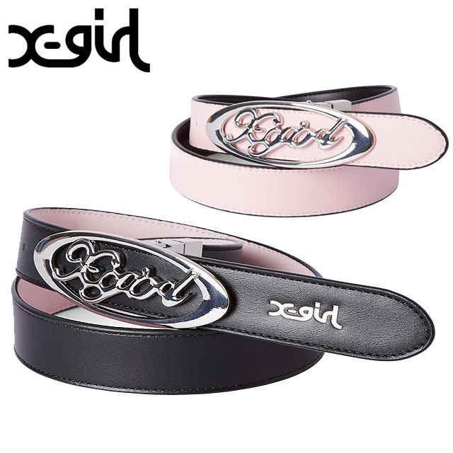エックスガール X-girl レディース リバーシブル オーバルロゴ バックルベルト [105264054023 FW26] REVERSIBLE OVAL LOGO BUCKLE BELT ウィメンズ xgirl 小物 2WAYベルト 黒 BLACK