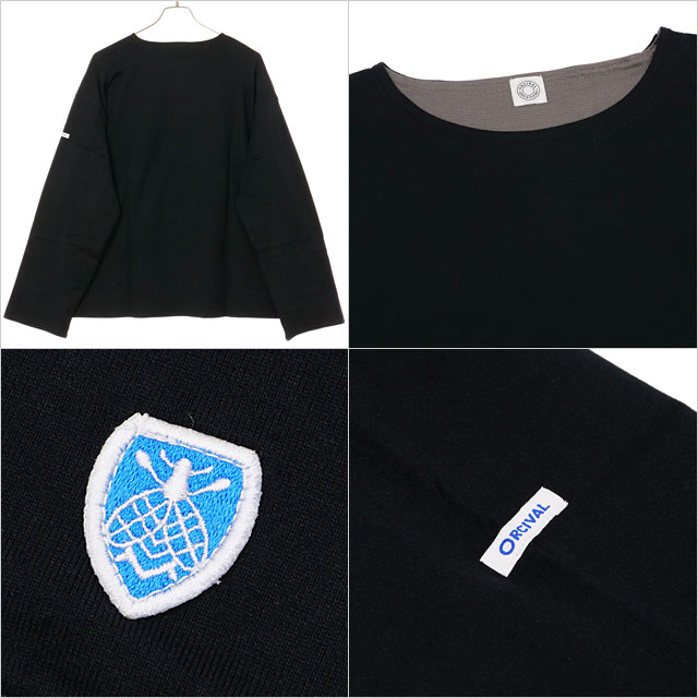 オーシバル ORCIVAL ボートネック ロングスリーブプルオーバー [OR-C0496-MMZ FW25] BOAT NECK L/S PULLOVER メンズ トップス カットソー 長袖Tシャツ BLACK/CHARCOAL 正規取扱店