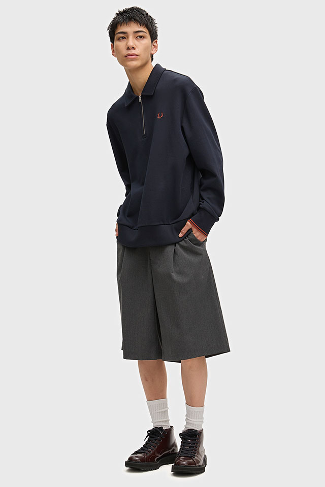 フレッドペリー FRED PERRY メンズ ハーフジップ ポロスウェットシャツ