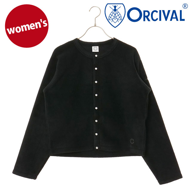 オーシバル ORCIVAL クルーネック カーディガン [OR-C0378-EFC FW25] CREW NECK CARDIGAN レディース トップス 羽織り 長袖 軽量 フリース BLACK 正規取扱店