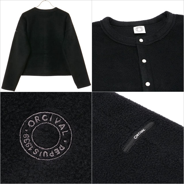 オーシバル ORCIVAL クルーネック カーディガン [OR-C0378-EFC FW25] CREW NECK CARDIGAN レディース トップス 羽織り 長袖 軽量 フリース BLACK 正規取扱店