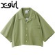 å X-girl եץ󥫥顼 åץɥ [105252014009 SU25] FACE OPEN COLLAR CROPPED SHIRT ǥ ȥåץ ֥饦磻ɥ륨å xgirl OLIVE ꡼ 谷Ź