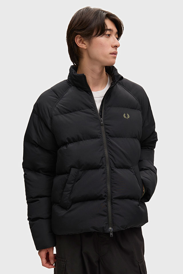 FRED PERRY シングル ライダース ジャケット L 黒　フレッドペリー フレッドペリー FRED PERRY メンズ ラグランスリーブ パデッド