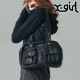 å X-girl ֥ݥå ե쥶 ϥɥХå [105251053011 SS25SPOT] DOUBLE POCKET FAUX LEATHER HAND BAG ǥ xgirl   ݤ BLACK 谷Ź