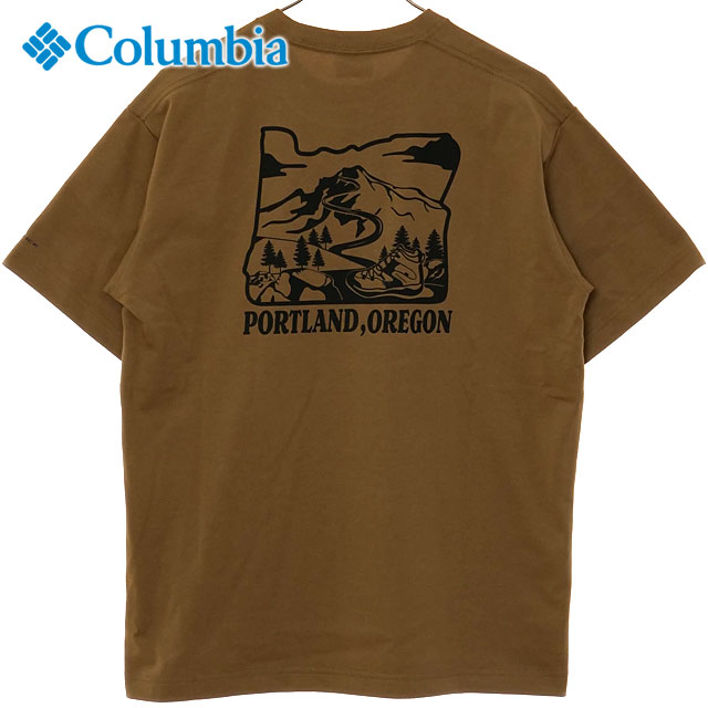コロンビア Columbia ヤハラフォレストグラフィックショートスリーブTシャツ [PM0509-258 SS25] メンズ トップス 半袖 バックプリントTシャツ 吸湿速乾機能 UVカット Delta/Back-Print ブラウン 【メール便配送】 正規取扱店
