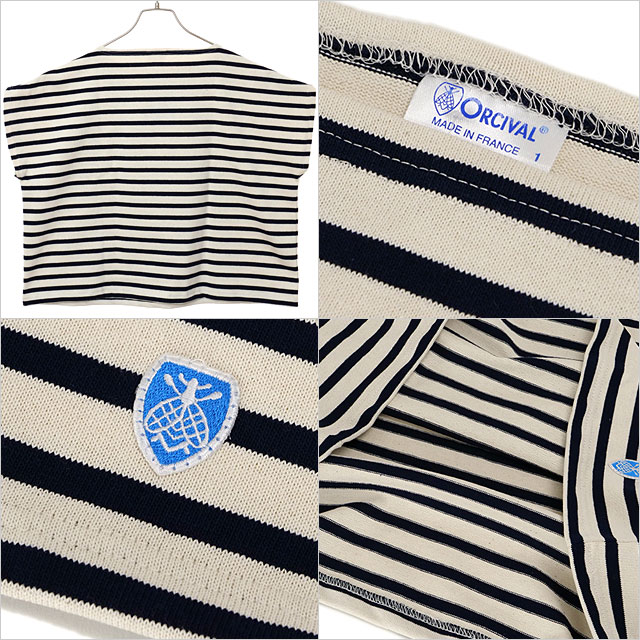 オーシバル ORCIVAL フレンチスリーブ ボートネック プルオーバー [#B271 SS25] FRENCH SLEEVE BOAT NECK P.O. レディース トップス カットソー 半袖Tシャツ ボーダー ECRU/MARINE 【メール便配送】 正規取扱店