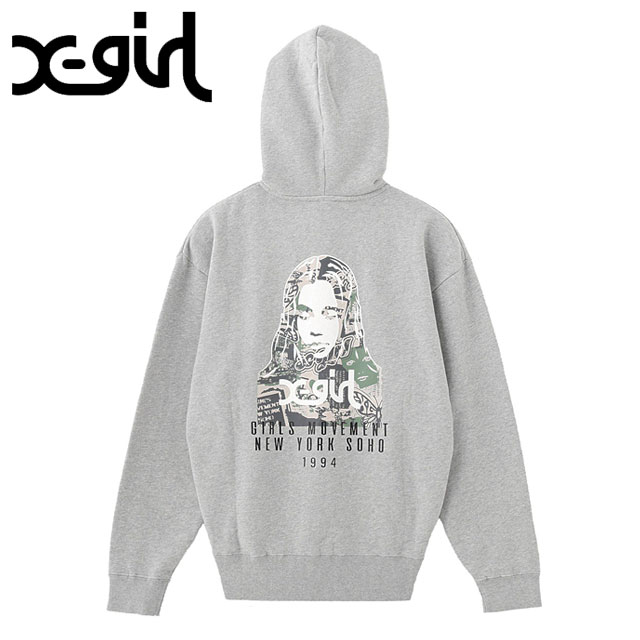 エックスガール X-girl カレッジカモフェイス ジップアップスウェット