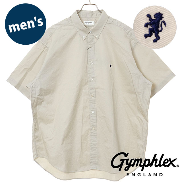 ジムフレックス Gymphlex ボタンダウンシャツ ショートスリーブ [#GY-B0248 BIT SS25] B.D. SHIRT S/S メンズ スポーツファッション トップス 半袖 カジュアルシャツ SAND-BEIGE(NAVY) 正規取扱店