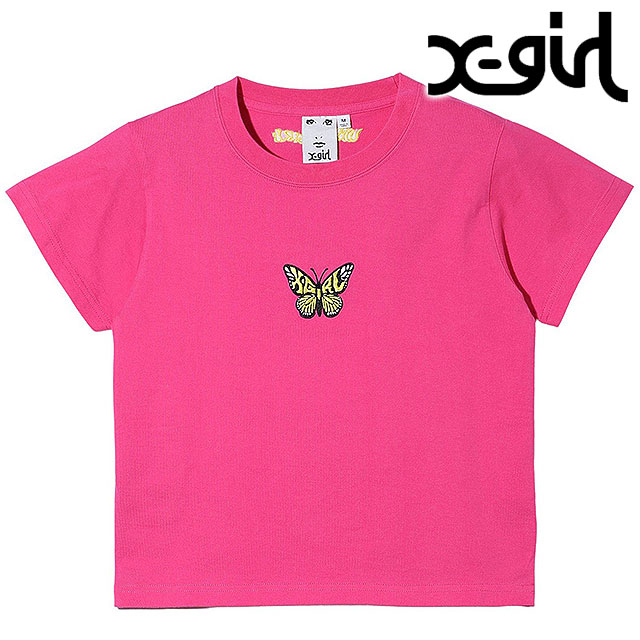 30OFFSALEۥå X-girl ǥ ֥꡼ Хե饤 硼ȥ꡼ ٥ӡ T [105242011018 SU24] EMBROIDERED BUTTERFLY LOGO S/S BABY TEE ȥåץ Ⱦµ ɽ PINK ڥ᡼ 谷Źs
